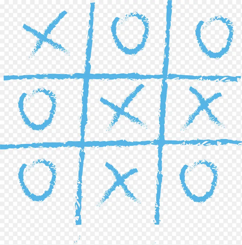 蓝色手绘童趣三子棋