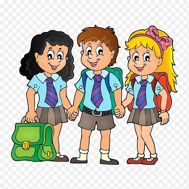 上学的三个孩子