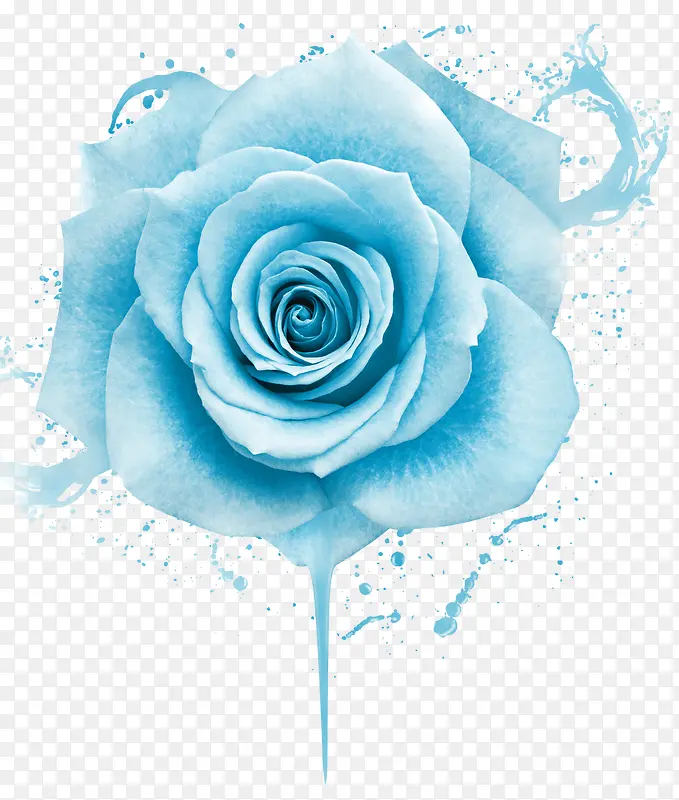 蓝色清新梦幻花朵装饰图案