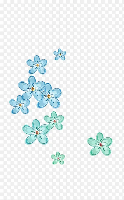 唯美蓝色彩绘花朵