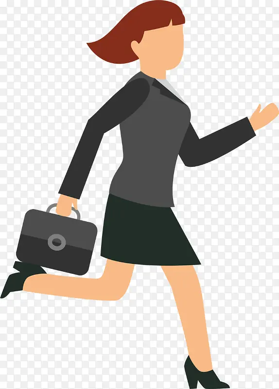 跑步上班的女人插画