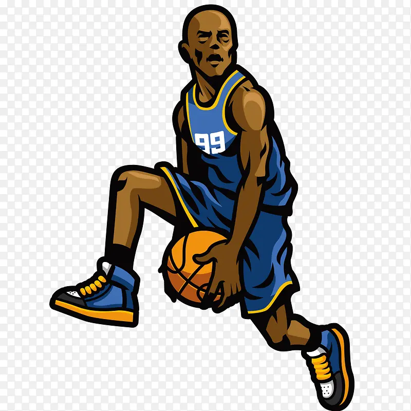 篮球运动员运球插画