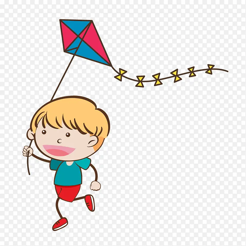 卡通放风筝的男孩设计