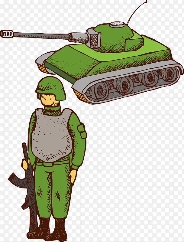 卡通可爱婴儿玩具坦克士兵素材