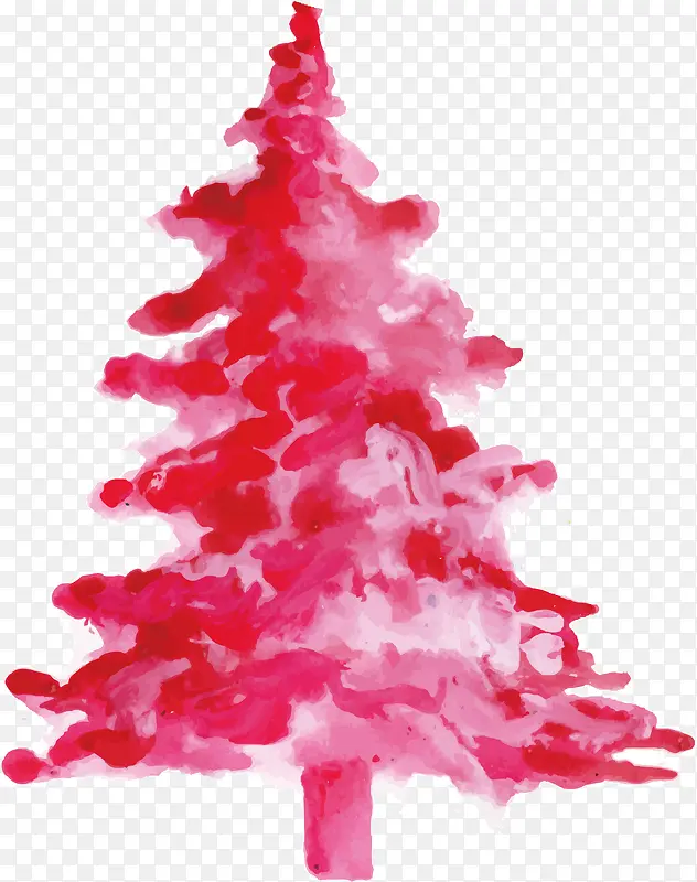 粉红色水彩手绘圣诞树