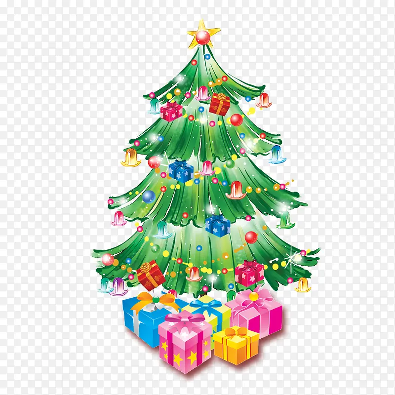 缤纷圣诞树和礼物盒