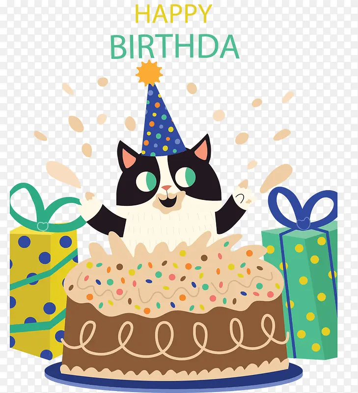 过生日吃蛋糕的猫