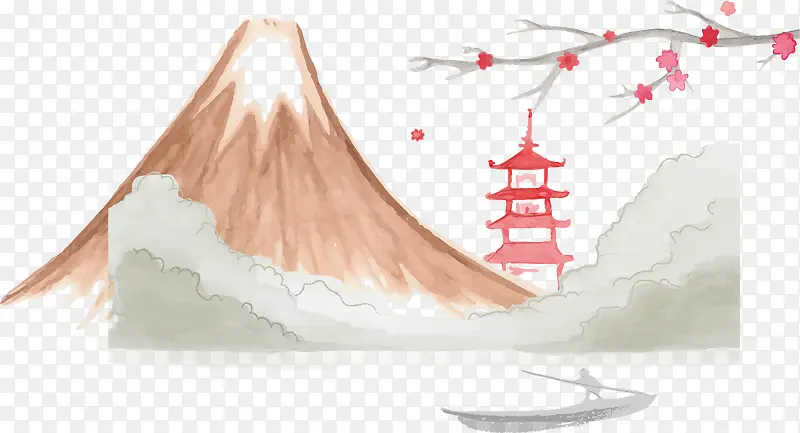 手绘日本富士山插图