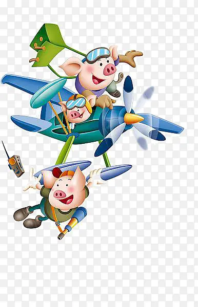 卡通飞机上的猪猪