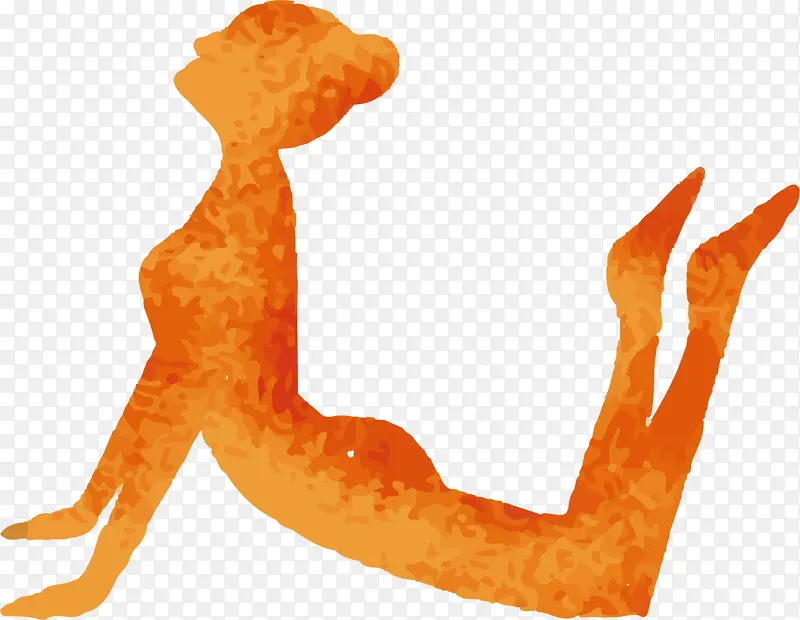 橙色水彩瑜伽女孩