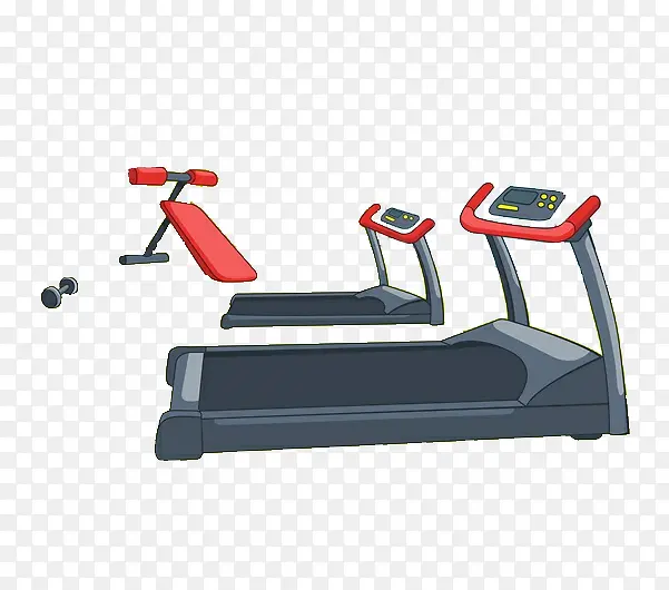 手绘健身房跑步机