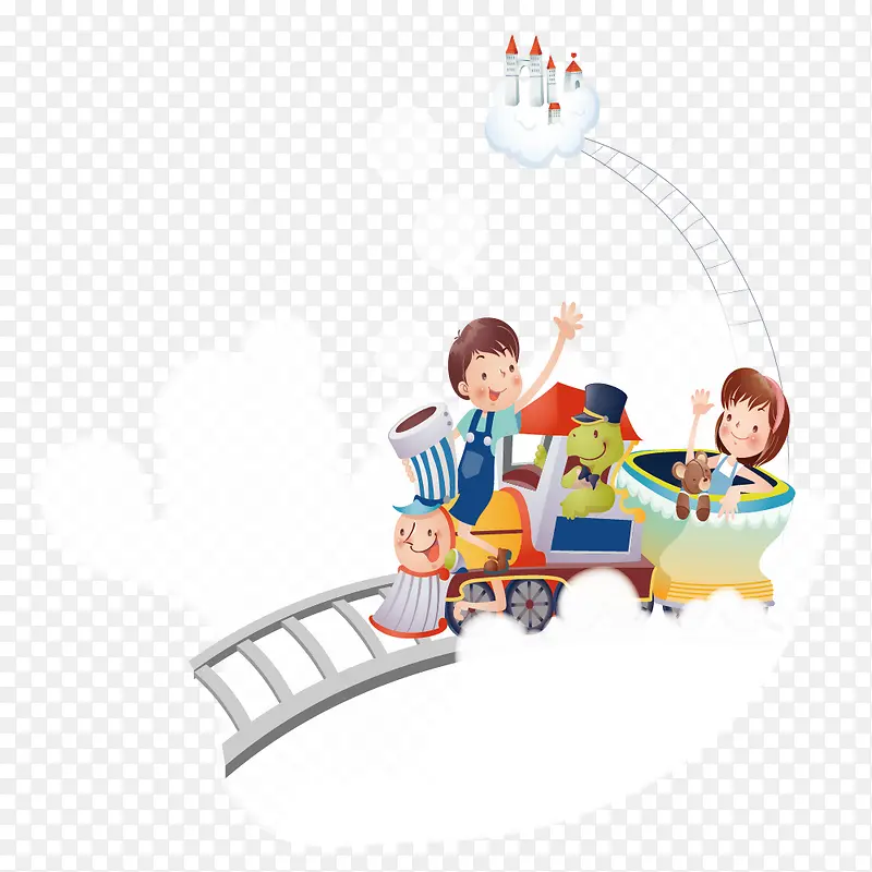 童话世界坐火车的儿童