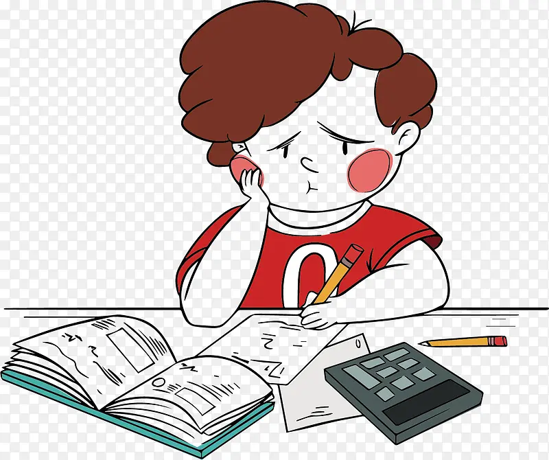 矢量图人物小孩做作业