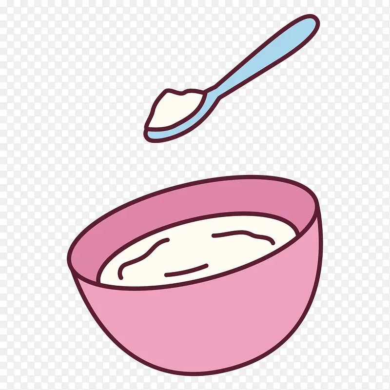 卡通勺子与粉色的碗