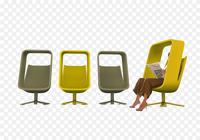 黄色塑料公共座椅