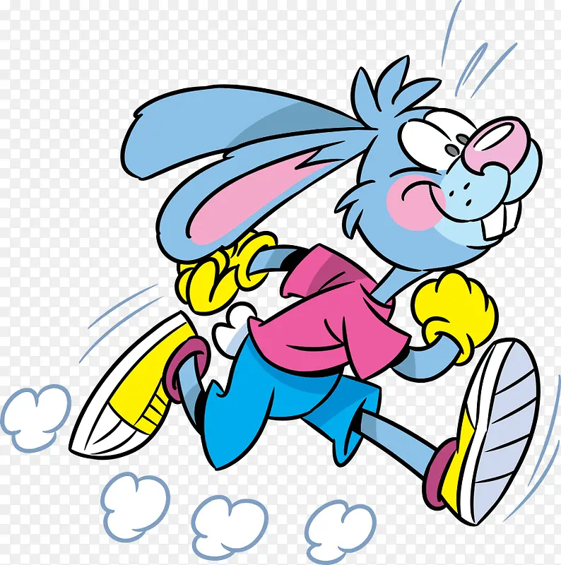 跑步的卡通兔子