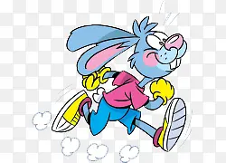 卡通手绘跑步的卡通兔子