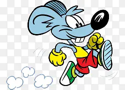 卡通手绘跑步的小老鼠