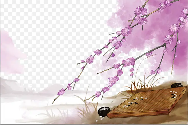 紫色水彩画