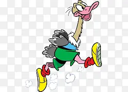 卡通手绘跑步的卡通鸵鸟