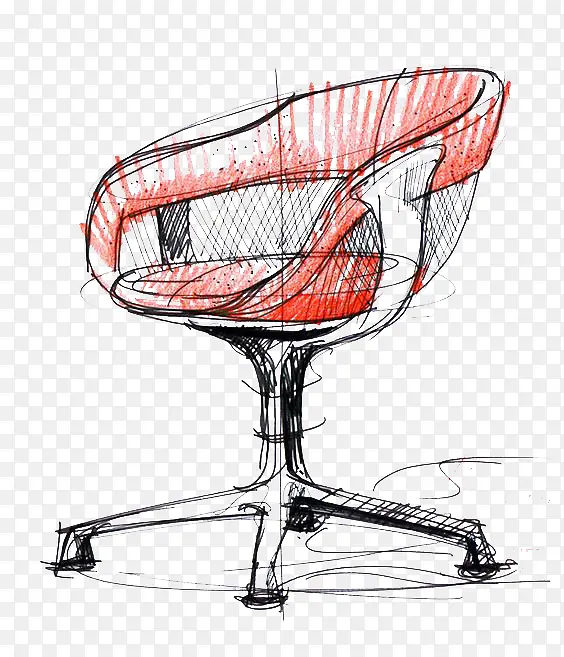 红色彩铅旋转座椅