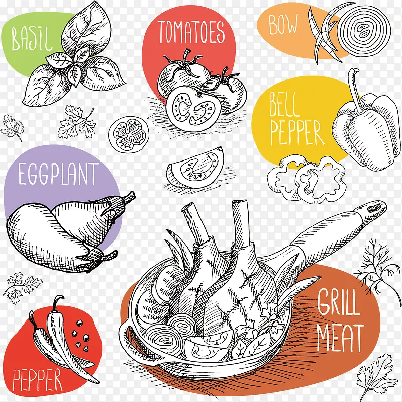 素描午餐矢量图