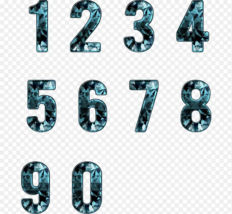 精致蓝色钻石数字与符号矢量素材