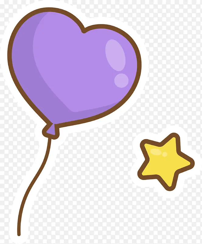 卡通紫色爱心气球贴纸