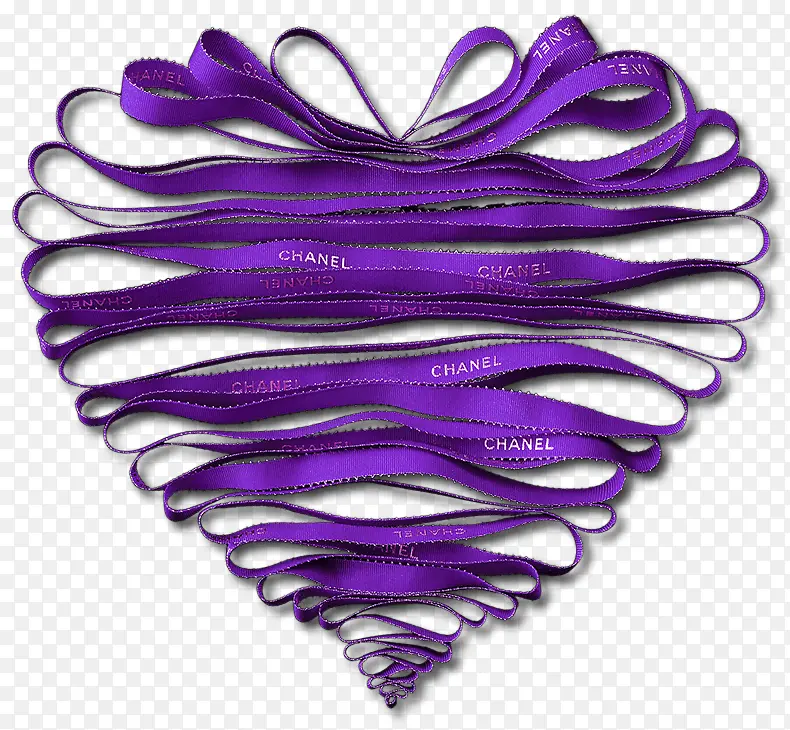 紫色清新绸带爱心装饰图案