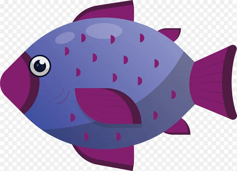 卡通观赏紫色鱼矢量素材