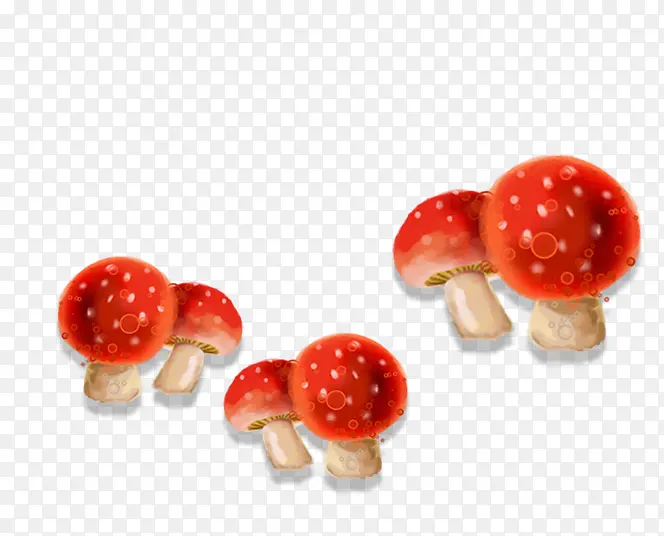 红色水彩蘑菇装饰图案