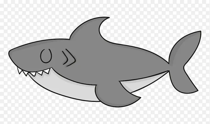 微笑漏齿灰色鲨鱼八爪鱼等手绘海