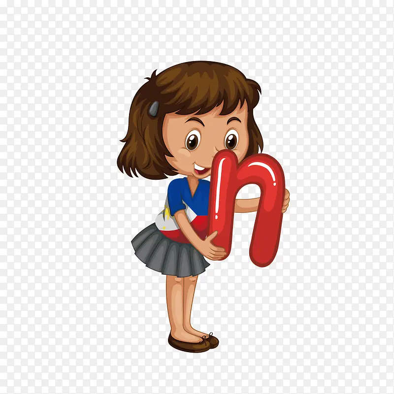 红色N字母的女孩免抠素材