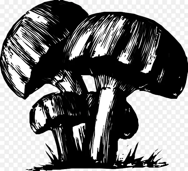 卡通手绘黑色水墨蘑菇