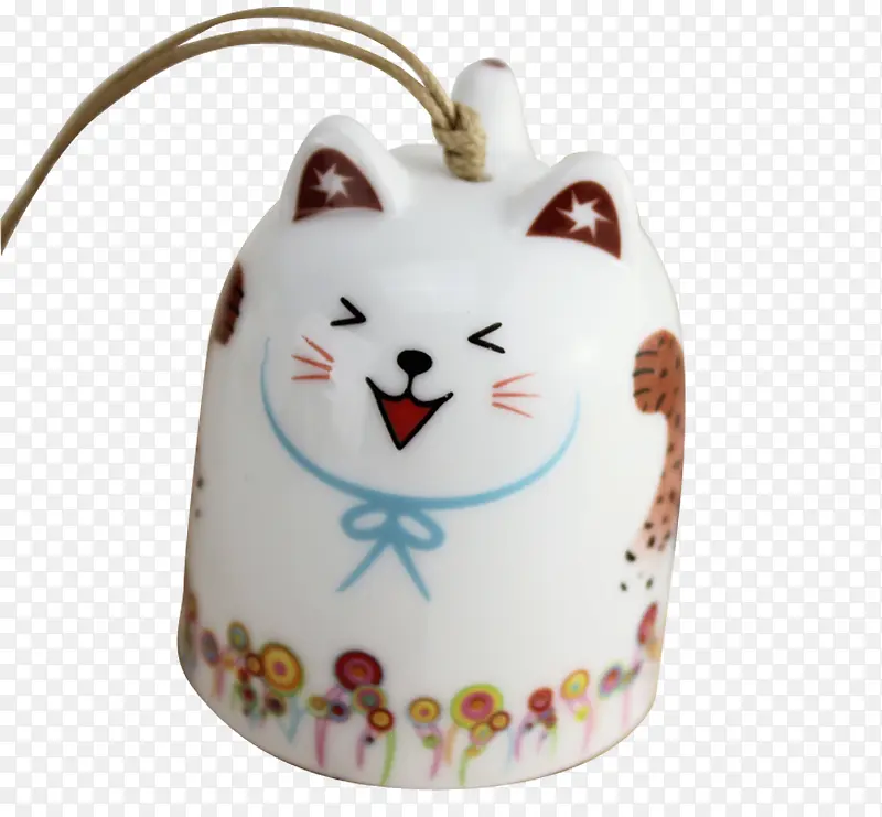白色小猫图案日本风铃