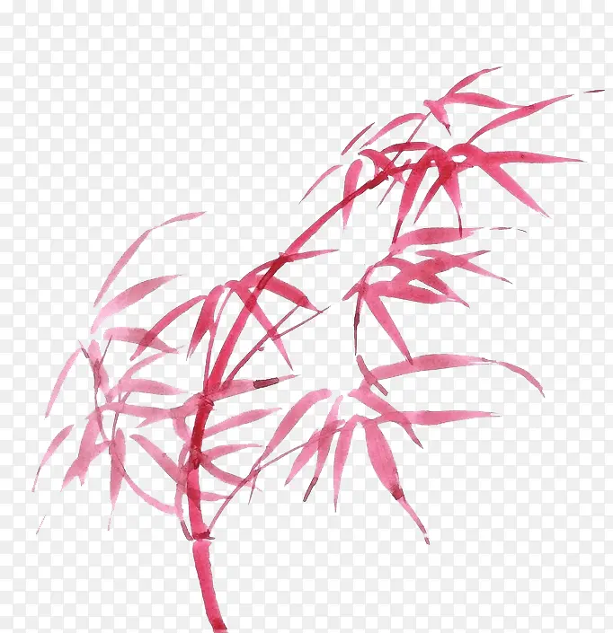 红色水墨竹子