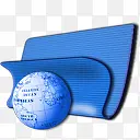 蓝色文件夹网页图标PNG素材下载地球