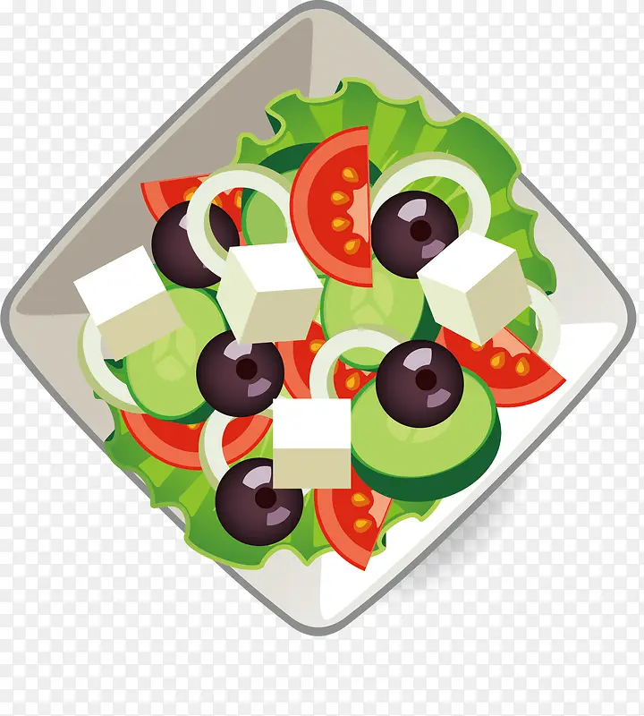 矢量图水果蔬菜沙拉