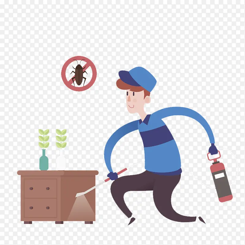 卡通灭蟑螂的男人免抠图