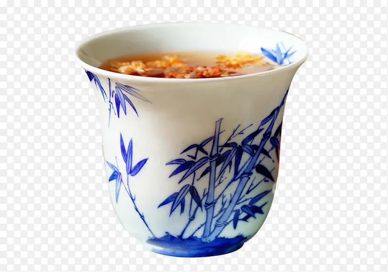 中国古典青花瓷竹叶茶具茶杯