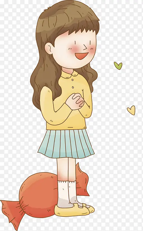 卡通期待的女孩免抠图
