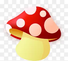 高清手绘立体红色小蘑菇