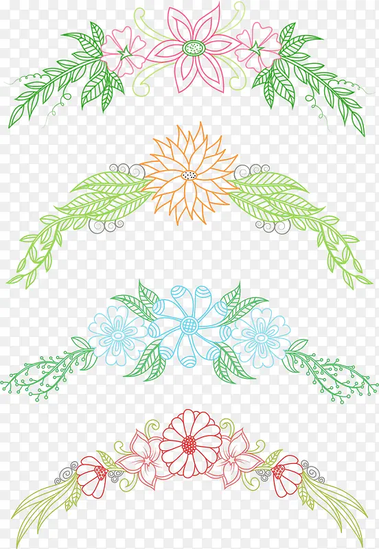 淡彩描边花朵标题框