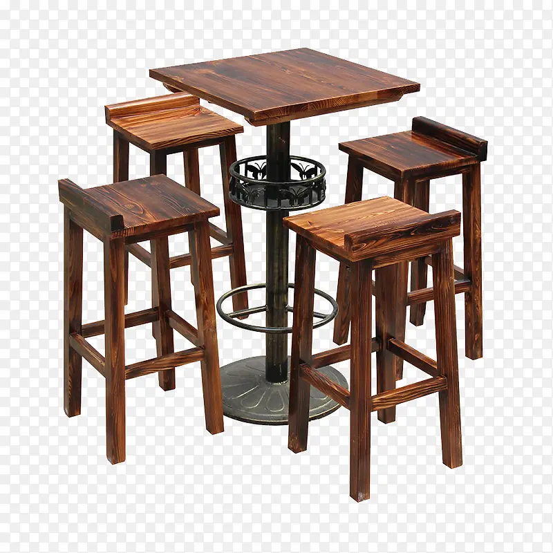 休闲木质快餐桌椅装饰PNG
