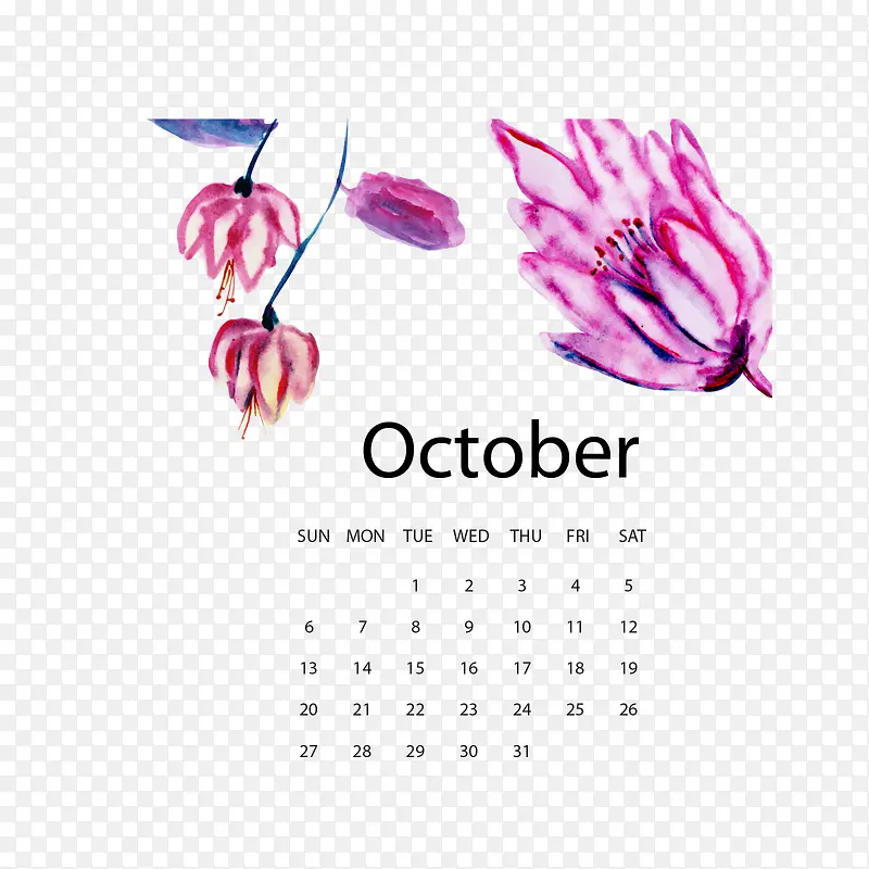 2019水彩植物10月年历