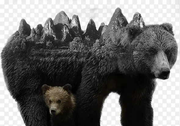 山与大熊和小熊