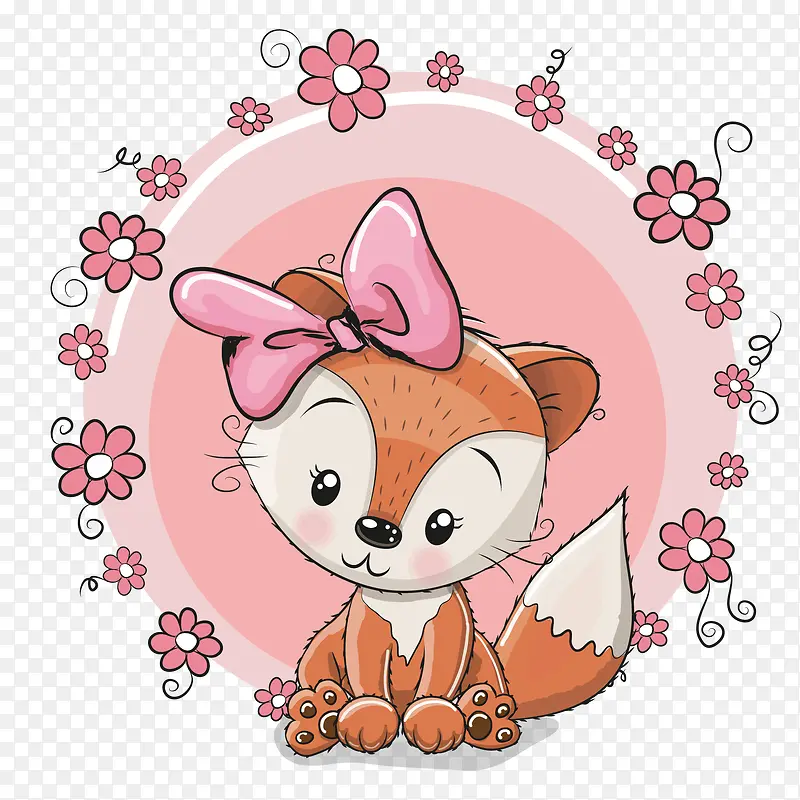 粉色花朵狐狸