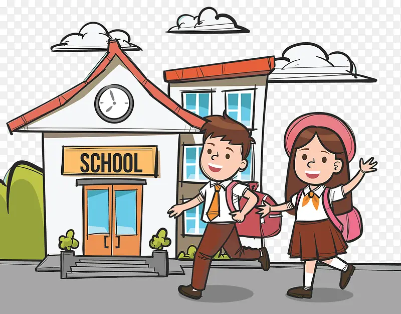卡通手绘开学季上学去PNG图片素材下载_图片编号ynpozdly-免抠素材网