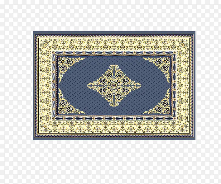 蓝色欧式花纹地毯免费图片