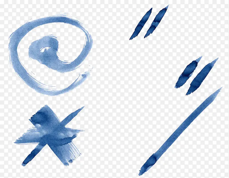 手绘蓝色水墨风标点符号